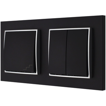 Włącznik światła podwójny i schodowy kolor czarny mat/srebrny