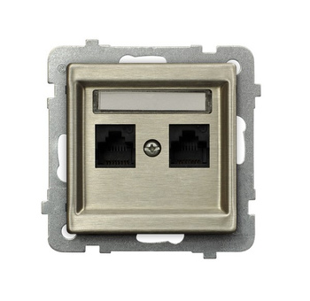 Gniazdo komputerowe podwójne, kat. 5e MMC seria SONATA NOWE SREBRO kolor Nowe srebro symbol GPK-2RM/K/m/44