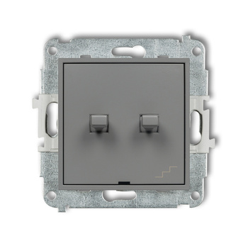 Mechanizm łącznika jednobiegunowego ze schodowym wspólne zasilanie w stylu amerykańskim Karlik seria ICON 27IWPUS-10.1 kolor szary mat
