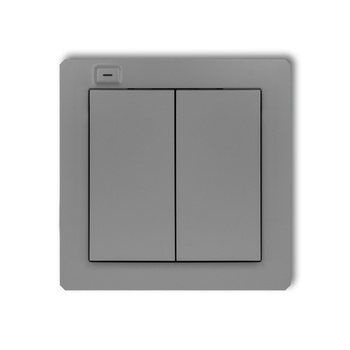 Nadajnik 2-klawiszowy 4-kanałowy z czujnikiem temperatury do systemu Exta Life Karlik seria DECO 27DEL-2 kolor szary mat