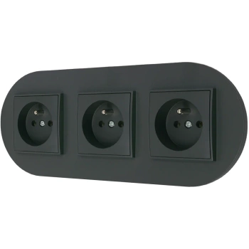 Trzy gniazda pojedyncze z ramką okrągłą seria MINI kolor grafitowy mat