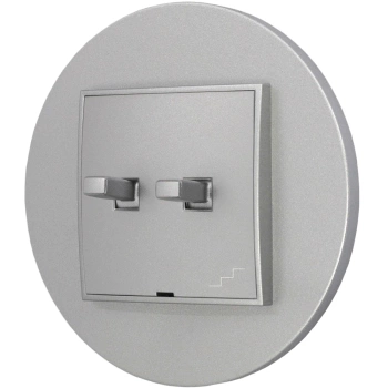 Włącznik schodowy podwójny w stylu USA ramka okrągła seria Mini kolor srebrny