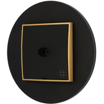 Włącznik krzyżowy w stylu USA ramka okrągła seria Mini kolor czarny mat/złoty