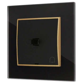 Włącznik dzwonkowy w stylu USA ramka kwadratowa efekt szkła seria ICON kolor czarny/złoty
