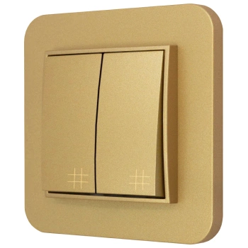 Włącznik krzyżowy podwójny z ramką zaokrągloną seria MINI kolor złoty
