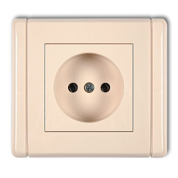 Gniazdo pojedyncze bez uziemienia 2P bez przesłon torów prądowych Karlik seria FLEXI 1FGP-1 kolor beżowy