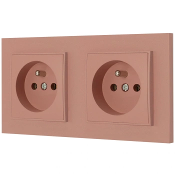 Dwa gniazda pojedyncze z ramką kwadratową seria MINI kolor łososiowy