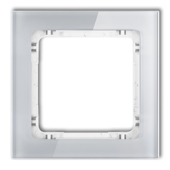 Ramka uniwersalna pojedyncza - efekt szkła ramka: szara; spód: biały Karlik seria DECO 15-0-DRS-1 kolor szary