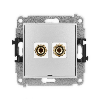 Mechanizm gniazda głośnikowego pojedynczego, bez pola opisowego typu banan - czerwony i czarny, pozłacany, 4 mm2, do lutowania Karlik seria ICON 7IGGBO-3 kolor srebrny metalik