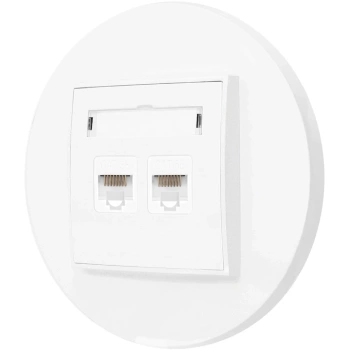 Gniazdo internetowe rj45 2x z ramką okrągłą seria MINI kolor biały mat