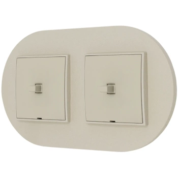 Dwa włączniki pojedyncze w stylu USA ramka okrągła seria Mini kolor taupe