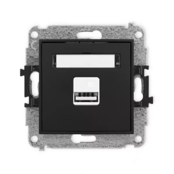 Mechanizm ładowarki USB pojedynczej USB A, 10W max., 5V, 2A Karlik seria MINI 12MCUSB-3 kolor czarny mat
