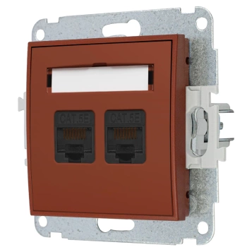 Mechanizm gniazda komputerowego podwójnego 2xRJ45, kat. 5e, 8-stykowy Karlik seria MINI 63MGK-2 kolor terakota