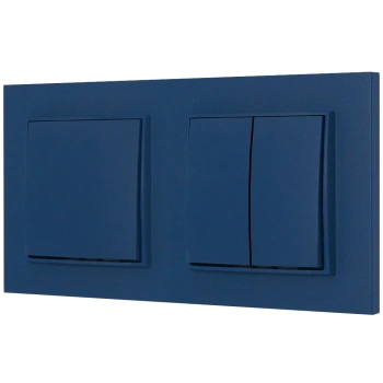 Dwa włączniki pojedynczy i podwójny z ramką kwadratową seria MINI kolor navy blue