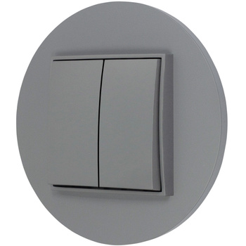 Włącznik podwójny z ramką okrągłą seria MINI kolor szary mat