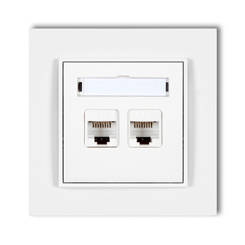 Gniazdo internetowe 2x z ramką karlik mini kolor biały