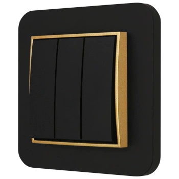 Włącznik potrójny z ramką zaokrągloną seria MINI kolor czarny złoty