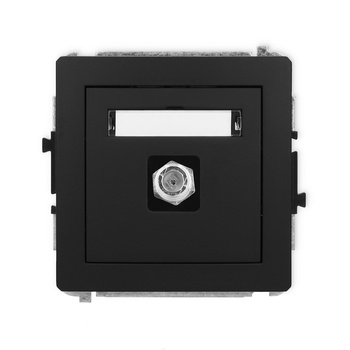 Mechanizm gniazda antenowego pojedynczego typu F SAT niklowany Karlik seria DECO 12DGF-1 kolor czarny mat