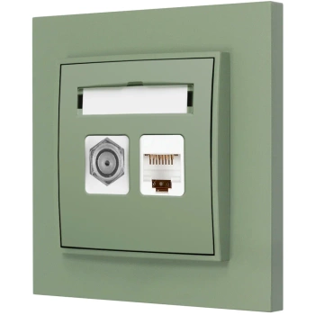 Gniazdo rj45/antenowe z ramką prostą seria MINI kolor szałwiowy