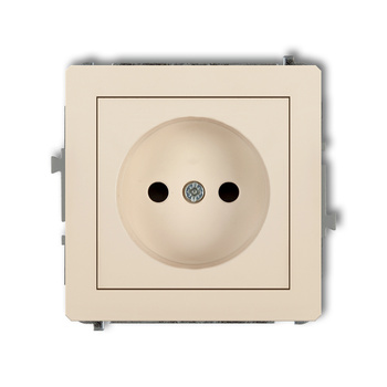 Mechanizm gniazda pojedynczego bez uziemienia 2P z przesłonami torów Karlik seria DECO 1DGP-1p kolor beżowy