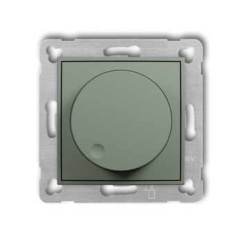 Mechanizm elektronicznego regulatora oświetlenia przyciskowo-obrotowego do współpracy z zasilaczami sterowanymi napięciem 1-10 V Karlik seria ICON 61IRO-3 kolor szałwiowy