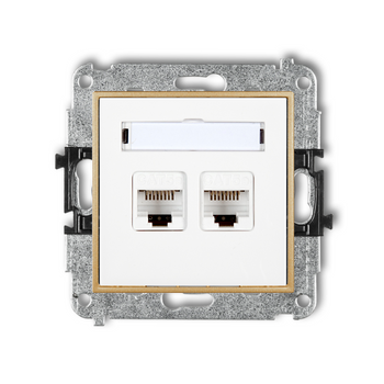 Gniazdo internetowe 2x bez ramki karlik mini kolor biały/złoty
