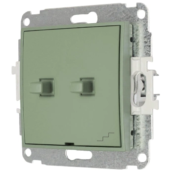 Mechanizm łącznika jednobiegunowego ze schodowym w stylu amerykańskim wspólne zasilanie Karlik seria MINI 61MWPUS-10.1 kolor szałwiowy