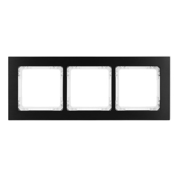 Ramka uniwersalna potrójna - aluminium szczotkowane ramka: czarna; spód: biały Karlik seria DECO 12-0-DRA-3 kolor czarny