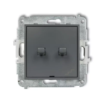 Mechanizm łącznika jednobiegunowego ze schodowym wspólne zasilanie w stylu amerykańskim Karlik seria ICON 28IWPUS-10.1 kolor grafitowy mat