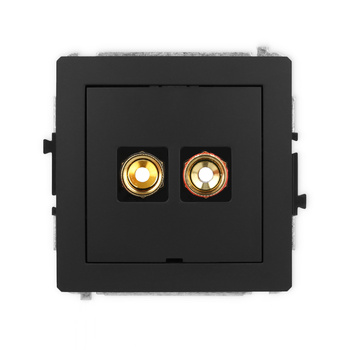 Mechanizm gniazda głośnikowego pojedynczego, bez pola opisowego typu banan - czerwony i czarny, pozłacany, 4 mm2, skręcany Karlik seria DECO 12DGGBO-4 kolor czarny mat