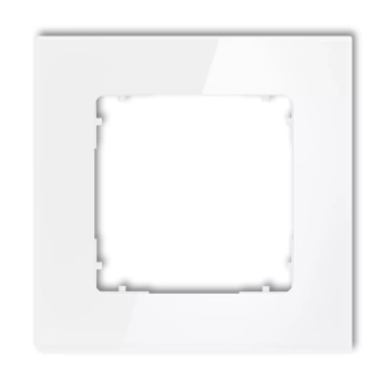 Ramka uniwersalna pojedyncza kwadratowa - efekt szkła ramka: biała; spód: biały Karlik seria ICON 0-0-IRSK-1 kolor biały