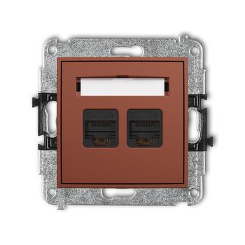 Mechanizm gniazda komputerowego podwójnego 2xRJ45, kat. 6A, 8-stykowy Karlik seria MINI 63MGK-8 kolor terakota