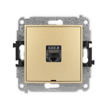 Mechanizm gniazda komputerowego pojedynczego 1xRJ45, kat. 8, ekranowany, 8-stykowy, bez pola opisowego Karlik seria ICON 29IGKBO-11 kolor złoty