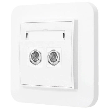 Gniazdo antenowe 2x z ramką zaokrągloną seria MINI kolor biały mat