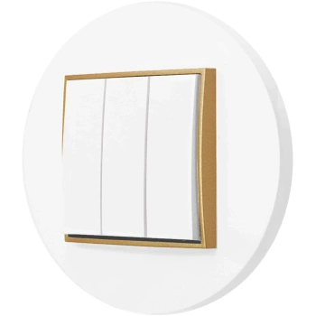 Włącznik potrójny z ramką okrągłą seria MINI kolor biały mat/złoty