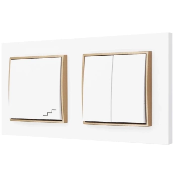 Włącznik światła podwójny i schodowy kolor biały/złoty