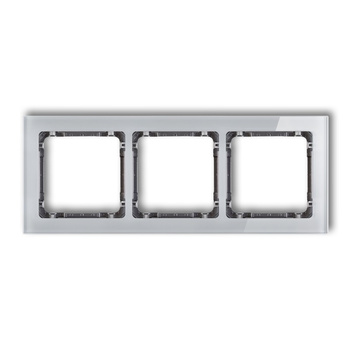 Ramka uniwersalna potrójna - efekt szkła ramka: szara; spód: grafitowy Karlik seria DECO 15-11-DRS-3 kolor szary