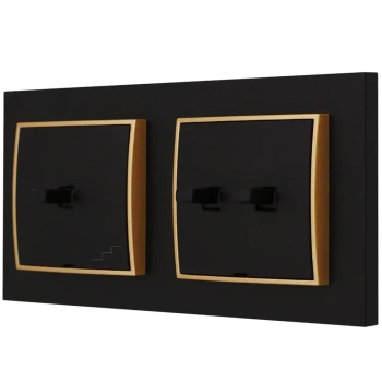 Włącznik światła podwójny i schodowy usa kolor czarny mat/złoty