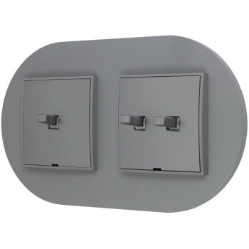 Włącznik pojedynczy i podwójny w stylu USA ramka okrągła seria Mini kolor szary mat