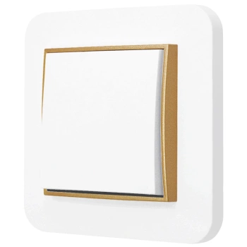Włącznik pojedynczy z ramką zaokrągloną seria MINI kolor biały mat/złoty