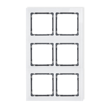 Ramka modułowa 6 krotna 2 poziom, 3 pion - efekt szkła ramka biała; spód grafitowy Karlik seria DECO 0-11-DRSM-2x3 kolor biały