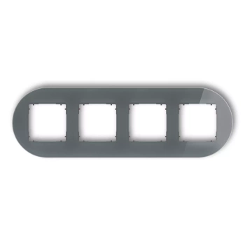 Ramka uniwersalna poczwórna okrągła - efekt szkła ramka: grafitowa; spód: grafitowy mat Karlik seria ICON 28-28-IRSO-4 kolor grafitowy