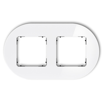 Ramka uniwersalna podwójna okrągła - efekt szkła ramka: biała spód: czarny Karlik seria ICON 0-12-IRSO-2 kolor biały