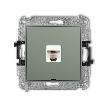 Mechanizm gniazda komputerowego pojedynczego 1xRJ45, kat. 5e, 8-stykowy, bez pola opisowego Karlik seria MINI 61MGKBO-1 kolor szałwiowy