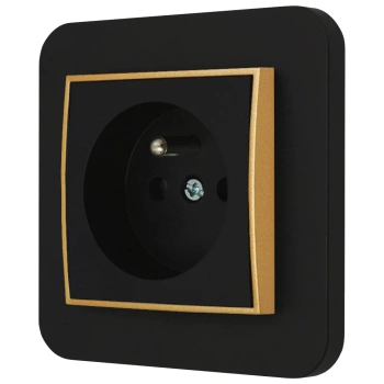 Gniazdo pojedyncze z ramką zaokrągloną seria MINI kolor czarny złoty