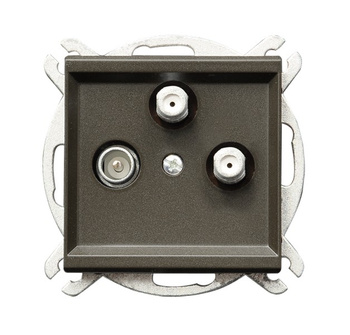 Gniazdo RTV-SAT z dwoma wyjściami SAT seria SONATA kolor Czekoladowy metalik symbol GPA-R2S/m/40