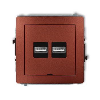 Mechanizm ładowarki USB podwójnej 2xUSB A, 15,5W max., 5V, 3.1A, bez pola opisowego Karlik seria DECO 9DCUSBBO-6 kolor brązowy metalik