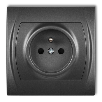 Gniazdo pojedyncze z uziemieniem 2P+Z z przesłonami torów Karlik seria LOGO 11LGP-1zp kolor grafitowy