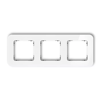 Ramka uniwersalna potrójna zaokrąglona - efekt szkła ramka: biała; spód: czarny Karlik seria ICON 0-12-IRSZ-3 kolor biały