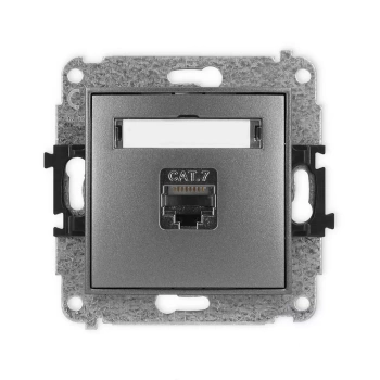 Mechanizm gniazda komputerowego pojedynczego 1xRJ45, kat. 7, ekranowany, 8-stykowy Karlik seria ICON 11IGK-9 kolor grafitowy